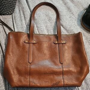 Fossil Brown Leather Tote High-Quality Craftsmanship